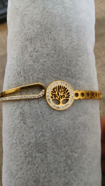 Bracelet en acier inoxydable avec motif arbre de vie