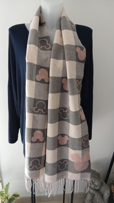 Echarpe à carreaux motif tête de Mickey