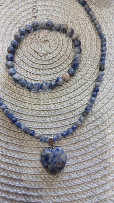 Ensemble collier et bracelet en pierre sodalite