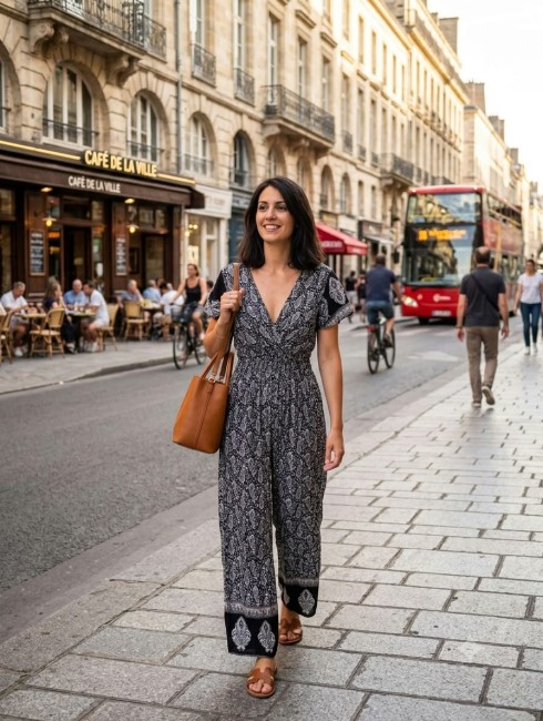Combinaison pantalon motif cachemire