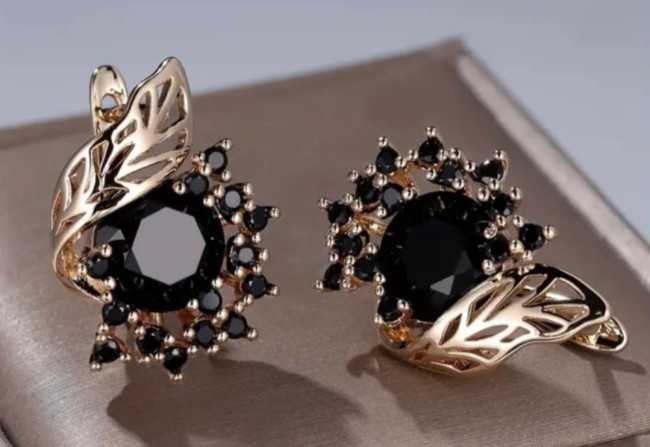 Boucles d'oreilles Noir & Or