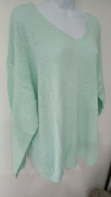 Pull léger uni oversize vert d'eau
