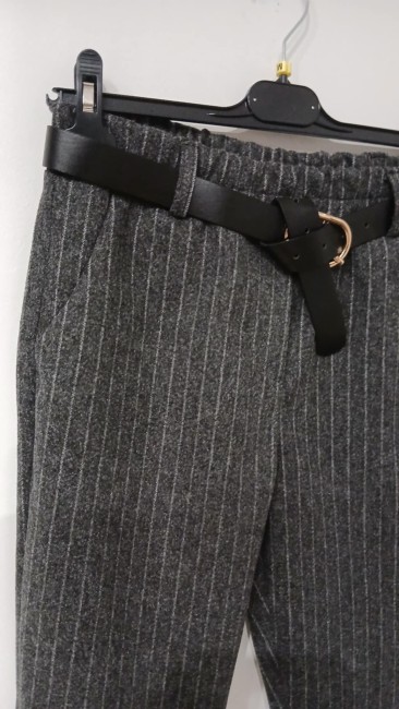 Pantalon à rayures gris chiné 