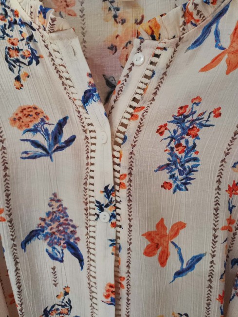 Chemise print en coton manches longues