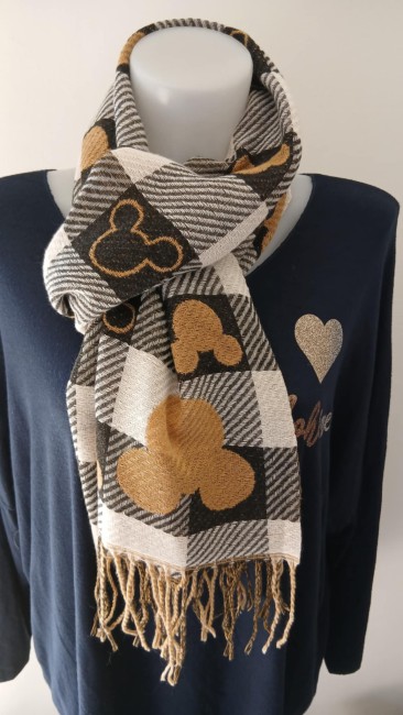 Echarpe à carreaux motif tête de Mickey