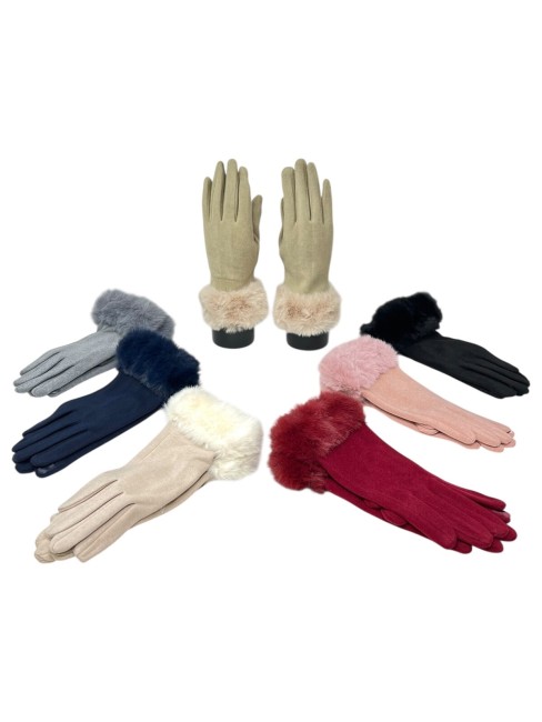Gants velours entourés de fourrure