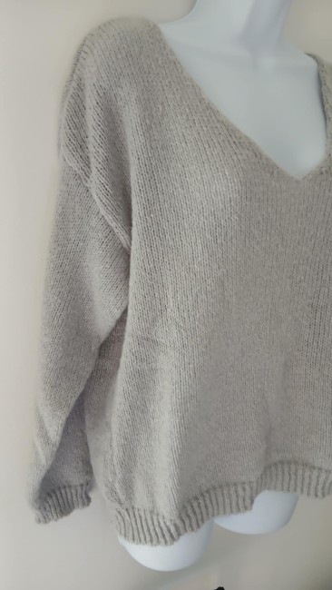 Pull Gris à Col en V
