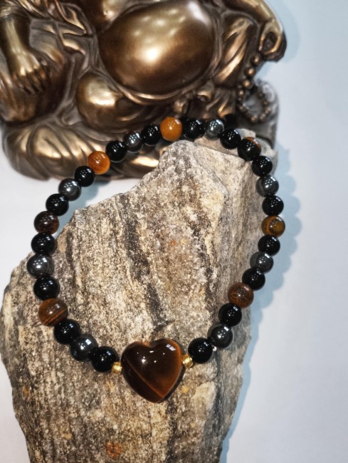 Bracelet Chakra coeurs et perles 6mm