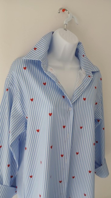 Chemise rayé imprimé coeur