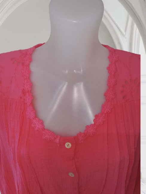 Tunique Bohème gaz de coton et broderie