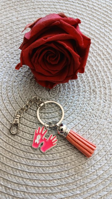 Porte clé Octobre Rose Mains