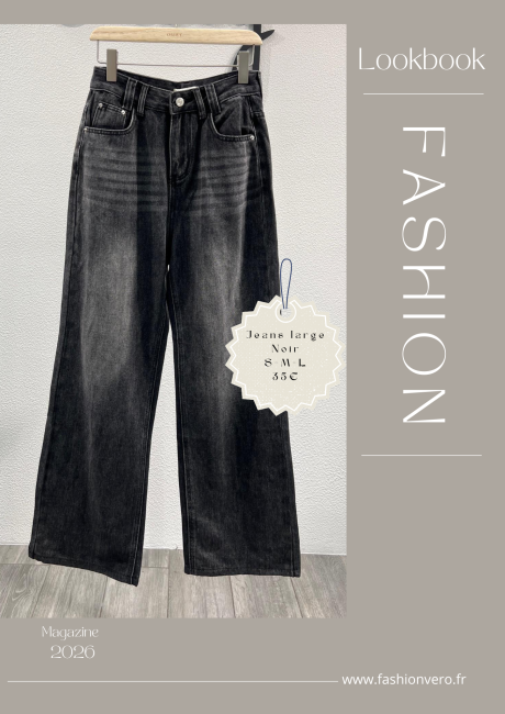 Jeans large noir MOCHY