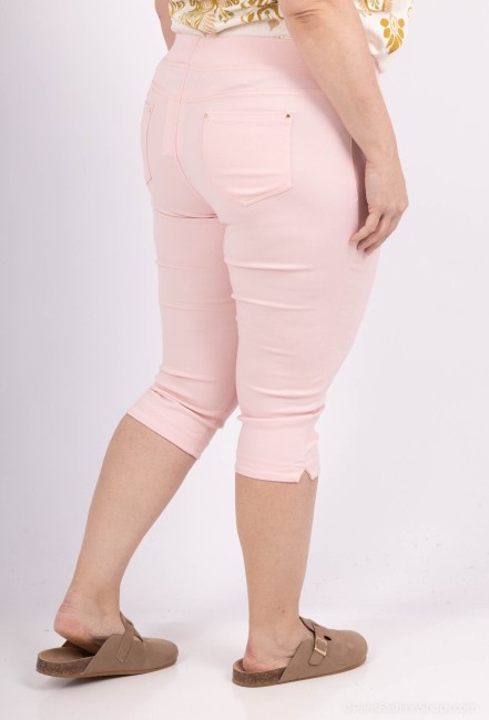 Treggings court taille élastique rose