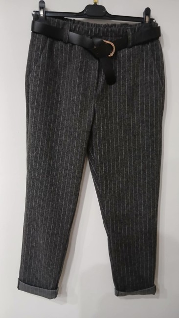 Pantalon à rayures gris chiné 