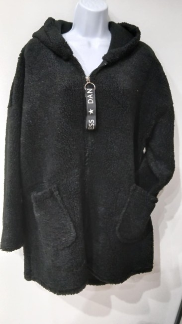 Veste laine capuche noir
