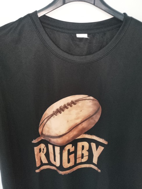 Tee-Shirt noir Rugby