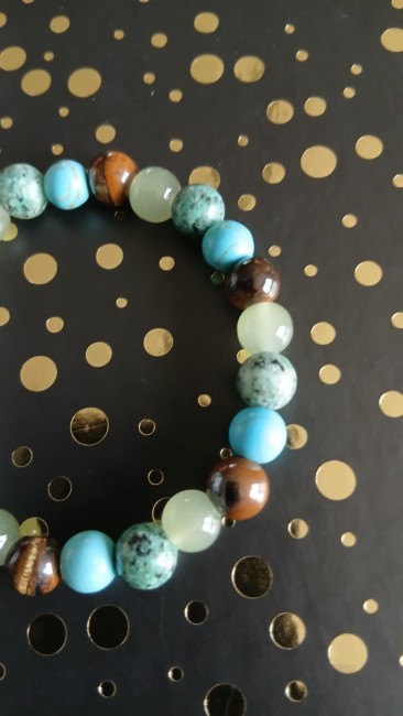 Bracelet œil de tigre et turquoise