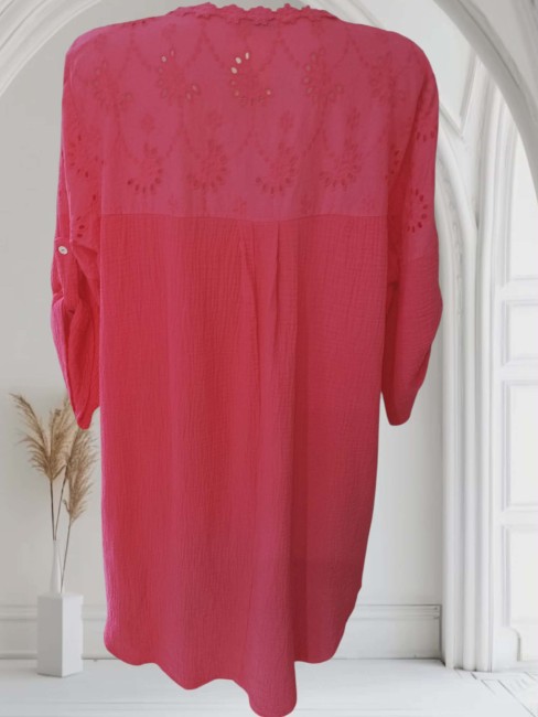 Tunique Bohème gaz de coton et broderie