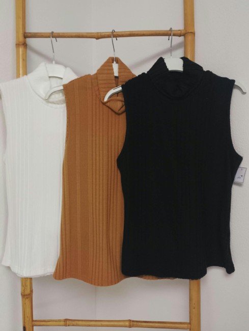 Pull débardeur col roulé