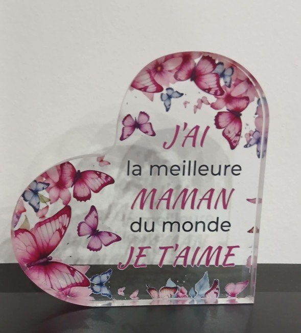 Plaque acrylique en forme de coeur
