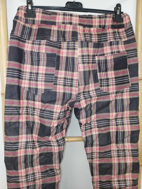 Pantalon carreaux Taupe/Noir/Rouge