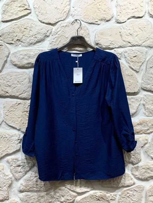 Blouse marine col V