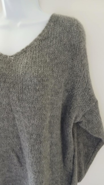 Pull col V gris tout doux