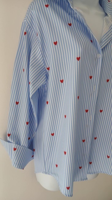 Chemise rayé imprimé coeur