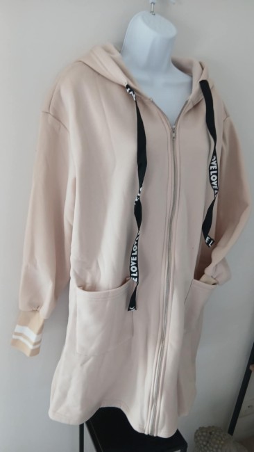 Veste longue polaire beige