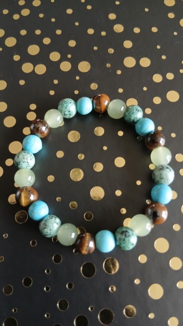 Bracelet œil de tigre et turquoise