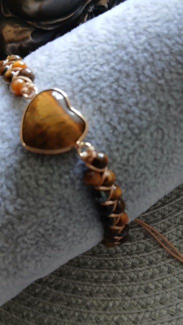 Bracelet Bohème Coeur Oeil de tigre