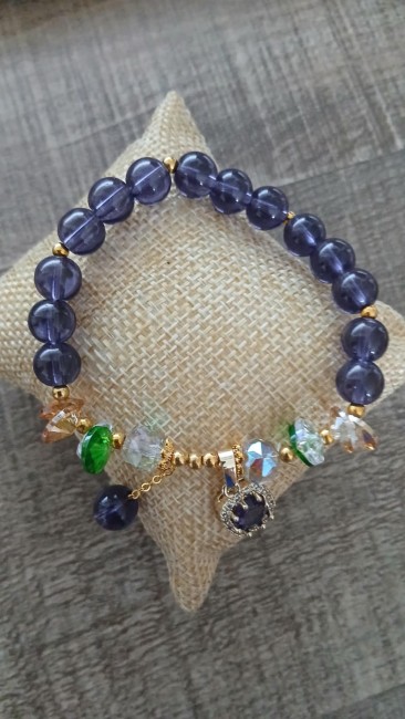 Bracelet pierre en cristal violet