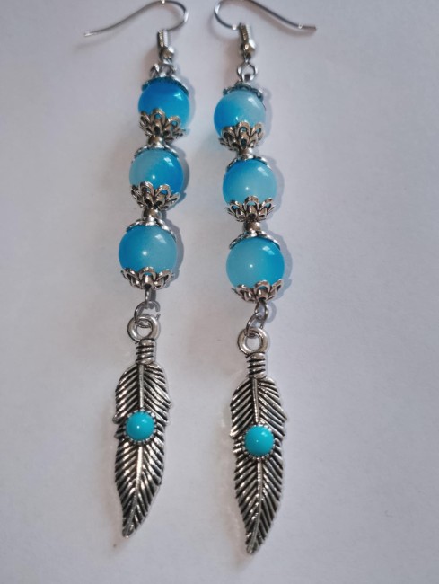 Boucles d'oreilles pendantes plumes
