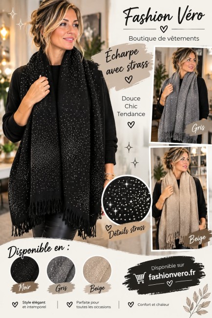 Foulard écharpe avec strass - Femme