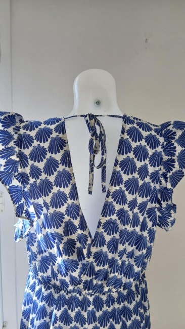 Robe longue bleu coquillages