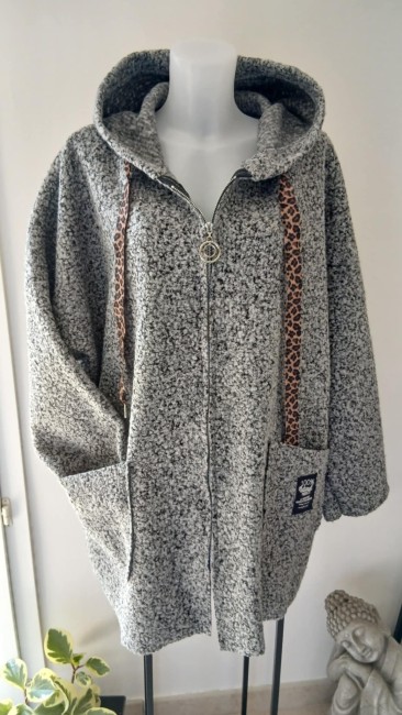 Manteau gris chiné effet laine