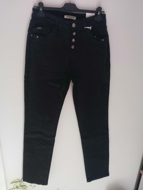 Jeans Noir Bouton Karostar