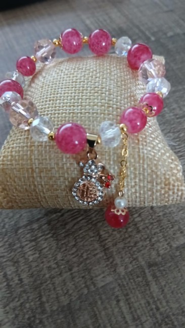 Bracelet perles rose et blanc
