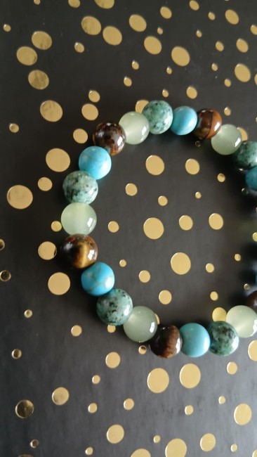 Bracelet œil de tigre et turquoise