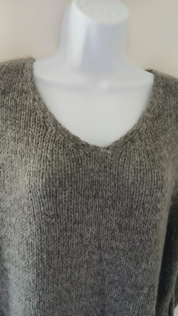 Pull col V gris tout doux