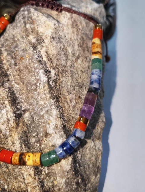 Bracelet tissé 7 chakras 5mm