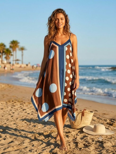 Robe à bretelles  soie et viscose