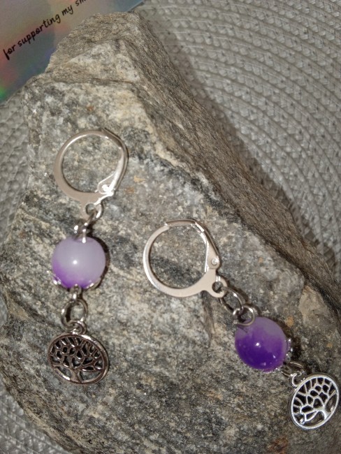 Boucles d'oreilles pendantes arbre de vie