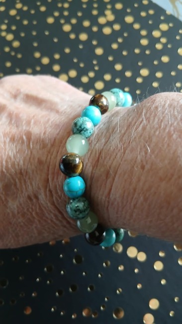 Bracelet œil de tigre et turquoise