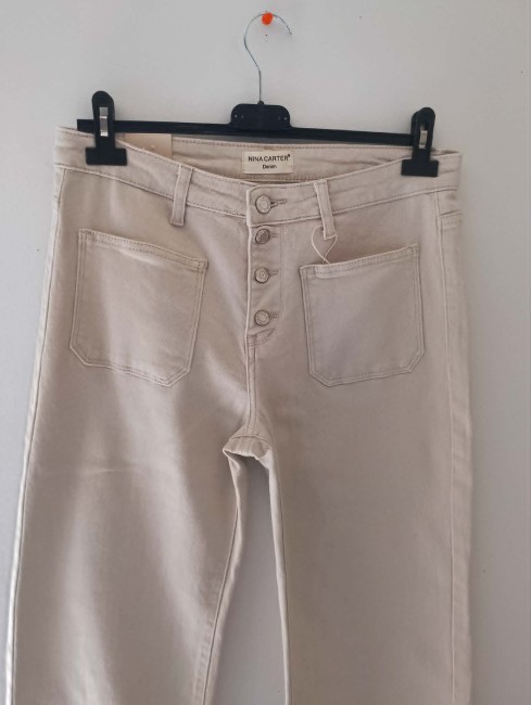 Jeans Flare Beige crème