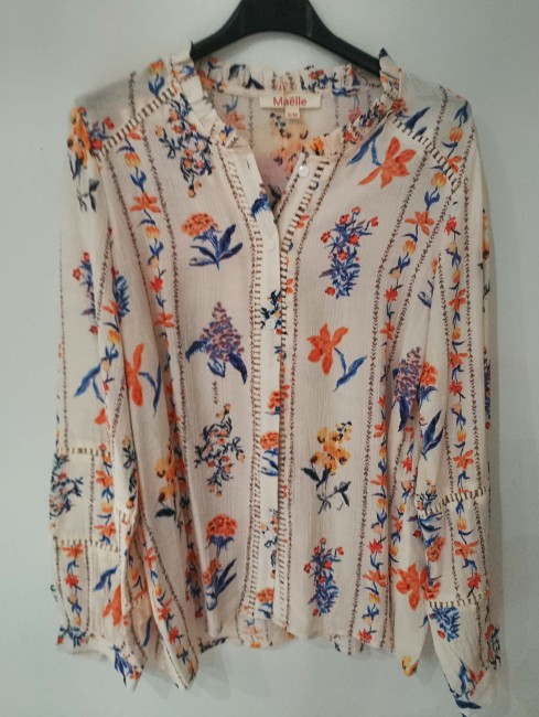 Chemise print en coton manches longues