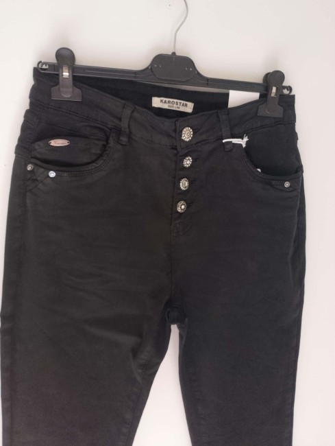 Jeans Noir Bouton Karostar