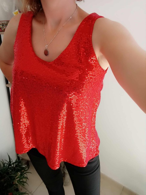 Haut sans manche à sequins