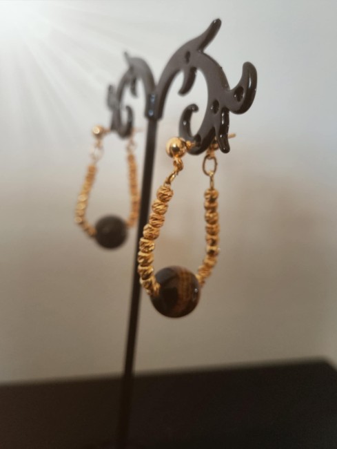 Boucle d'oreille  d'Oeil de Tigre