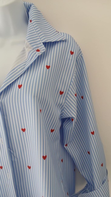 Chemise rayé imprimé coeur